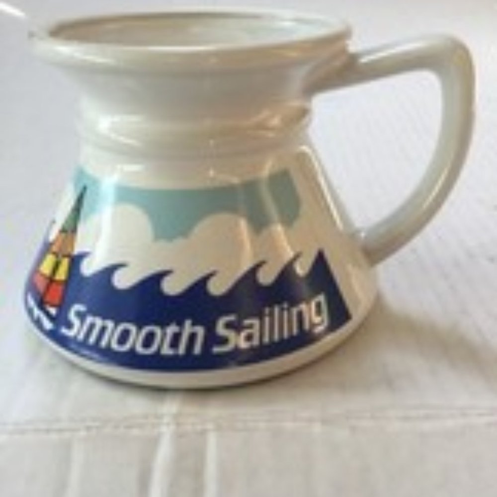 Commuter Coffee Mug Cup No Spill Wide Base Sailboats"Smooth Sailing" Sailboats
